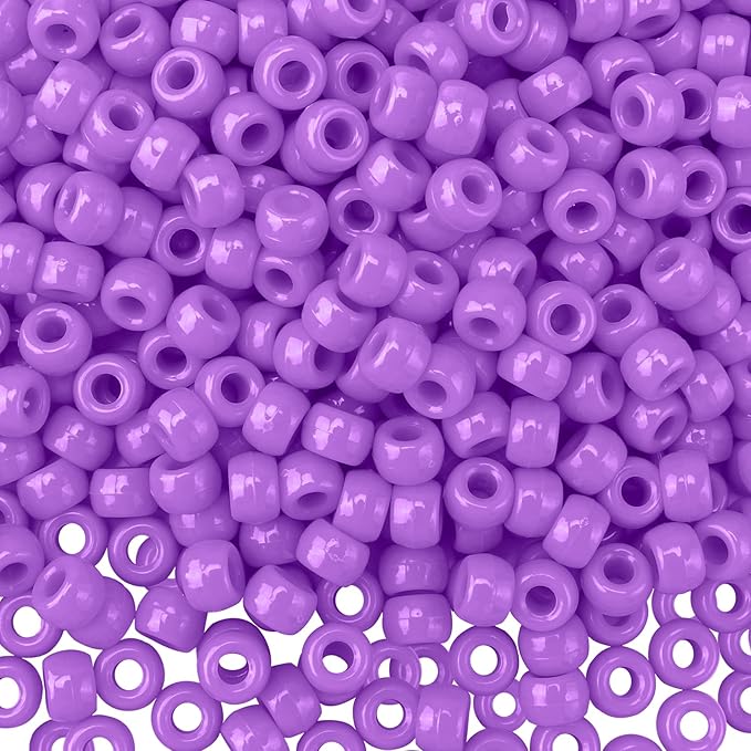 QPIXVB Pony Beads, 1100pcs, Plastic, Small, Barrel Shaped, Purple, for Jewelry Making, Hair Braids, Crafts