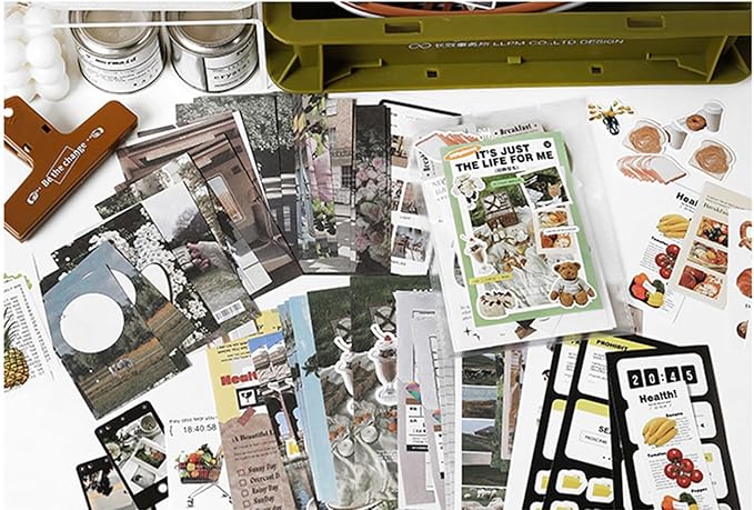 Alideco 200pcs Vintage Scrapbook Supplies Pack for Art Journaling Bullet Junk Journal Planners DIY Paper Stickers Craft Kits Notebook Collage Album Aesthetic Cottagecore Picture Frames (jijingxingxi)