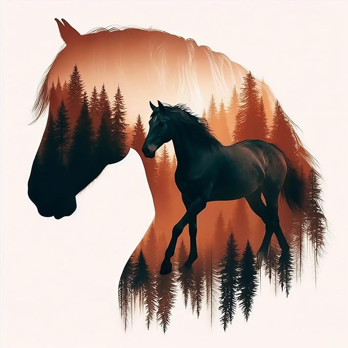GEEHEIY Horses Diamond Art Kits for Adults, 5D Horses Diamond Painting Kits for Beginner, DIY Animal Gem Art Dots for Adults, Perfect for Home Wall Decor 14x14 Inch