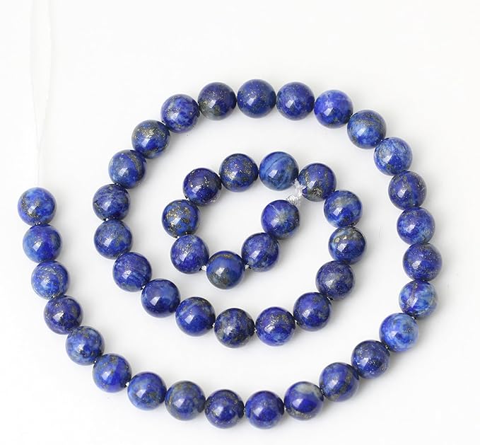 cheavian 45pcs 8mm natural lapis lazuli gemstone round loose beads for jewelry making diy findings 1 strand 15"