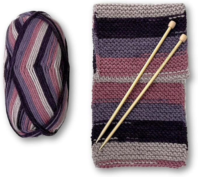 The Spinning Hand Knitting Kit for Beginners Adults – Learn to Knit Scarf Kit with Yarn, Needles & Step-by-Step Video Tutorials – Complete Starter Set (Fresh Figs)