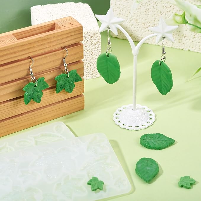 25 Styles Leaf Charms Silicone Molds Resin Mold Assorted Tree Leaves Pendants Resin Casting Molds for Crafts DIY UV Epoxy Summer Spring Earring Keychain Making Supplies