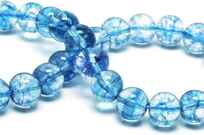 Crystal Round Beads for Jewelry Making - 8mm Glass Craft Beads for Bracelets(45-48pcs, Blue Crystal)