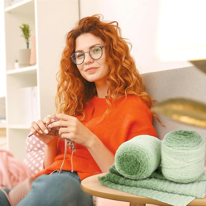 Katech Ombre Yarn for Crocheting-Large Skein of Gradient Yarn Cake-2 Pack of 200g/7.05 oz-80% Acrylic,20% Nylon- #4 Medium-Perfect for Star Blankets, Scarves, Shawls and Garments (E)