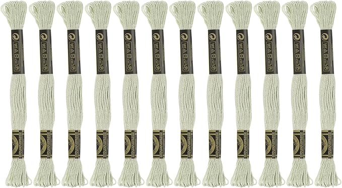 HARFINGTON 12 Skeins Embroidery Floss 8m Each Egyptian Long Fiber Cotton Cross Stitch Thread 26S/2x6 for Embroidery Projects Bracelet, Very Light Green