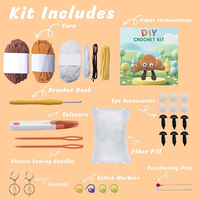 EOKPHULL Crochet Kit for Beginners, Easy DIY Crochet & Knitting Kit for Adults with Step-by-Step Video Tutorials, Yarns, Stuffing, Crochet Hook and Accessories, Crochet Craft Set