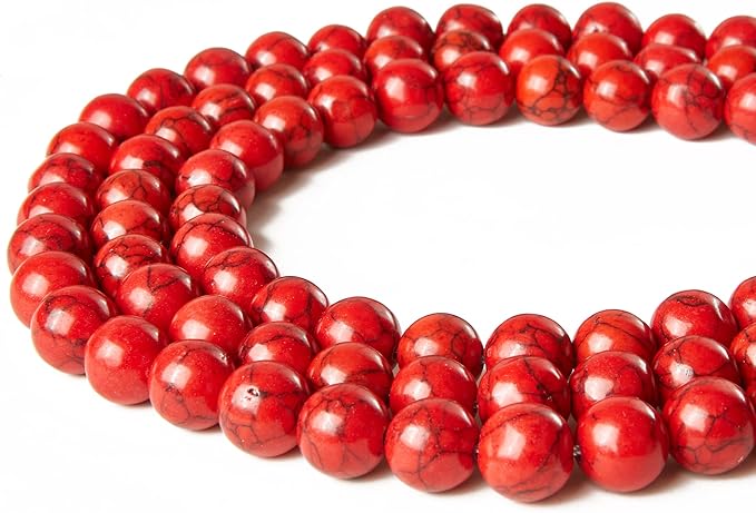 100pcs 6mm red turquoise beads natural gemstone beads round loose beads for jewelry making