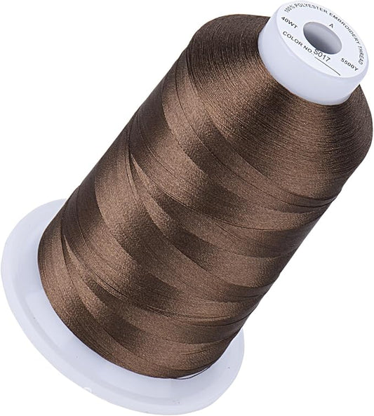 Simthread 5500Yds Embroidery Thread, 5000M High-Yardage 40WT 100% Polyester Thread – 170+ Vivid Colors, High-Speed Rated – Compatible with Brother, Singer, Janome & More - Coconut Shell S017