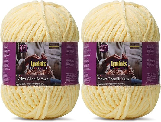 Baby Blanket Yarn for Crocheting - 2 Pack of 200g/7oz Chunky Chenille Yarn for Knitting Blankets Amigurumi - #6 Super Bulky - 348 Yards Soft Thick Plush Yarns (2, Goose Yellow)