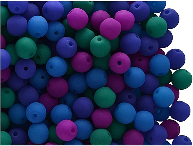 SCARA 600 pcs Czech Glass Round Beads 0.16 inches (4mm), Dark NEON (UV Active) Glass Beads for Jewelry and Bracelets Making, Beads for Bracelets, Bead kit Dark NEON Mix