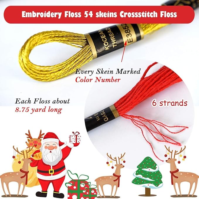 LE PAON 100％Cotton Embroidery ＆CrossStitch Floss- Bracelets String - Crafts Floss - 52pcs Premium Rainbow Color Embroidery Thread and Free Set of 4pcs Metallic embroidery thread