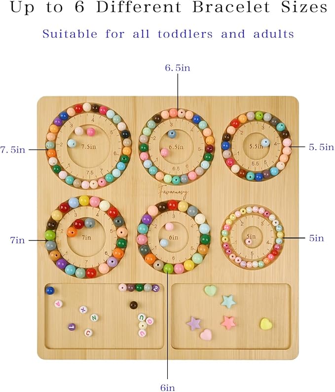 Favonuovy Bead Boards for Jewelry Making Bamboo Bracelet Making Bead Tray 5" 5.5" 6" 6.5" 7" 7.5" All in Inches Wooden Bracelets Sizer Measurement Design Tool Beading & Jewelry Making Supplies