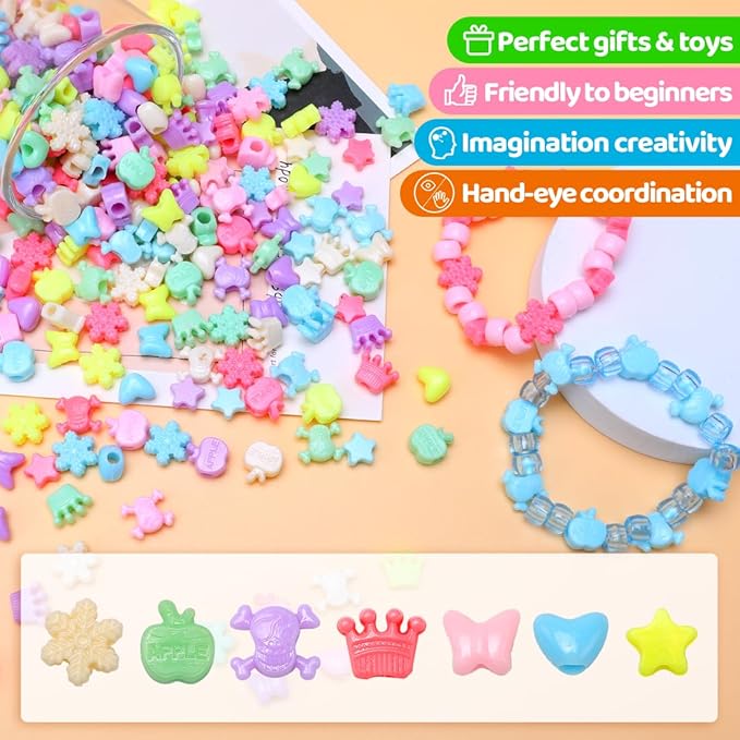 IOOLEEM Shaped Pony Beads,700pcs Beads for Bracelets Making, Friendship Bracelets & Jewelry Making.