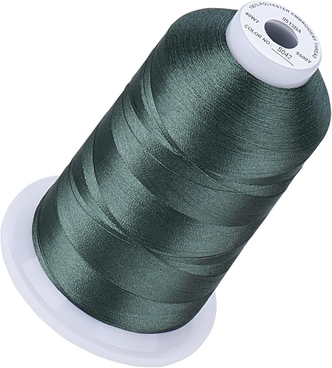 Simthread 5500Yds Embroidery Thread, 5000M High-Yardage 40WT 100% Polyester Thread – 170+ Vivid Colors, High-Speed Rated – Compatible with Brother, Singer, Janome & More - Willow Green S042