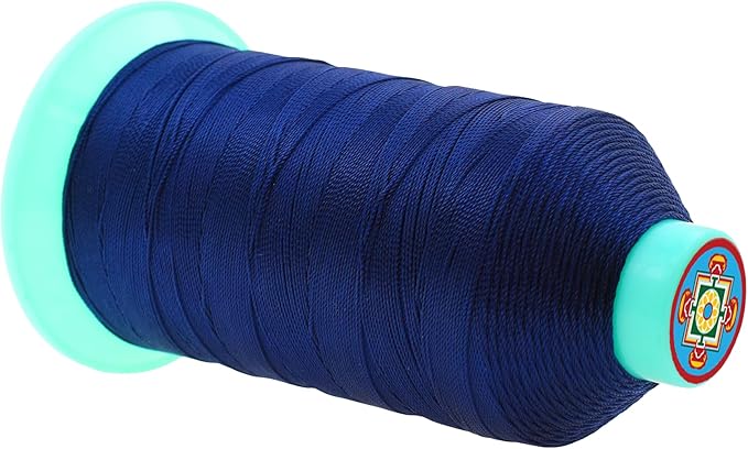 Mandala Crafts Size 346 210D T350 Bonded Nylon Thread - Dark Blue 415 YDs Tex 350 Heavy Duty Sewing Threads for Leather, Jeans, Weaving, Outdoor Marine Upholstery