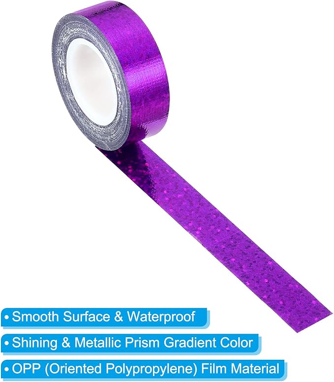 PATIKIL Glitter Sparkle Tape 15mm x 5m, 2 Pack Holographic Art Decorative Masking Tapes Self-Adhesive for DIY Scrapbook Art Craft Wrapping, Purple