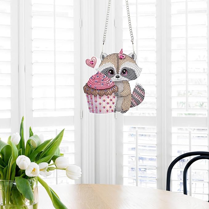Tontut Valentine's Day Diamond Paintjng Kits Hanging Decoration, Squirrel Diamond Art Painting, DIY Special Shape Diamond Craft Wall Garden Decoration, Gifts