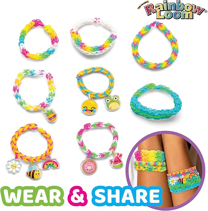 Rainbow Loom: Mega Mighty Loom - Rubber Band Jewelry Craft Kit, Large Loom Set for Intricate Bracelet Designs w/Cute-tique Charms-Hooks-Clips, Kid 6+