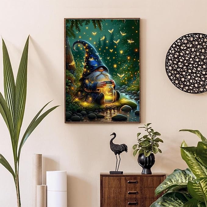 Gemozaic Gnome Diamond Art Kits for Adults, Adults' Diamond Painting Gnome, 5D Gem Art Kit for Gift Home Wall Decor, 12x16 Inch