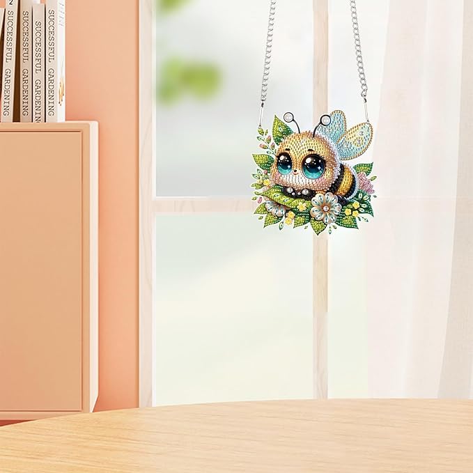 Tontut Diamond Art Painting Kits Hanging Decoration,5D Bee Diamond Art Painting,DIY Special Shape Diamond Craft Wall Garden Decoration,Gifts