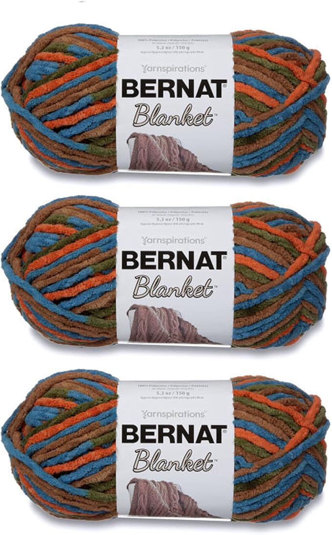 Bernat Blanket Cozy Cabin Yarn - 3 Pack of 150g/5.3oz - Polyester - 6 Super Bulky - 108 Yards - Knitting/Crochet