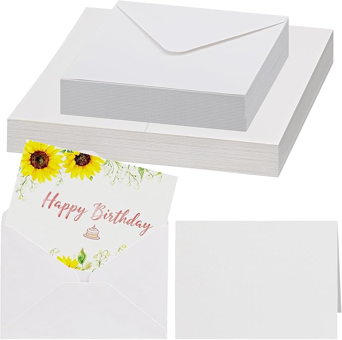 Lunarm Blank Cards and Envelopes 50 Sets, Watercolor 4 x 6 in Foldable Postcards with Envelopes, 140lb/300GSM Greeting Card Paper for Wedding Invitation, Notecards, Painting cards and Thank-You Cards DIY Craft