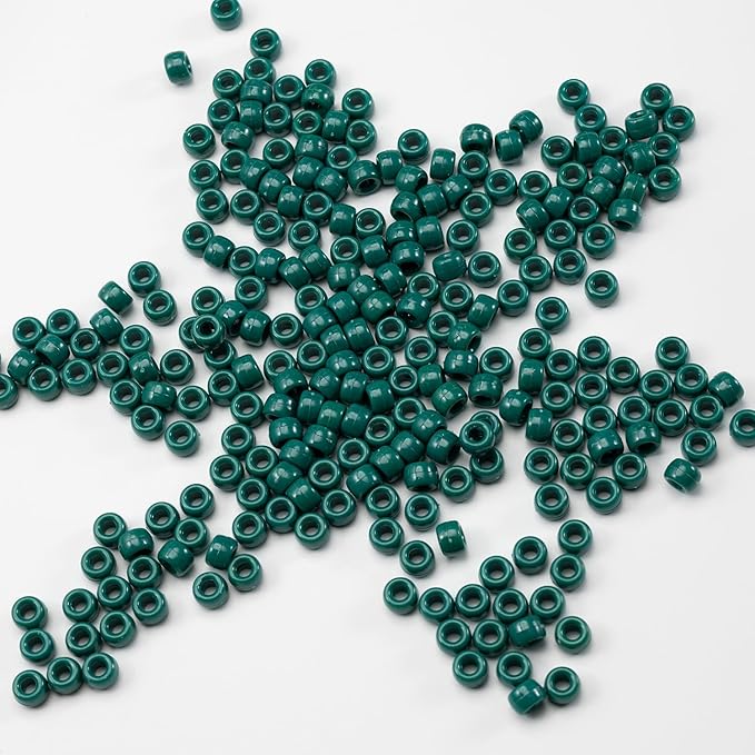1000 Pcs Acrylic Pony Beads 6x9mm Bulk for Bracelet Necklace Jewelry Making Earring Hair Braiding Kandi Beads (Blackish Green)