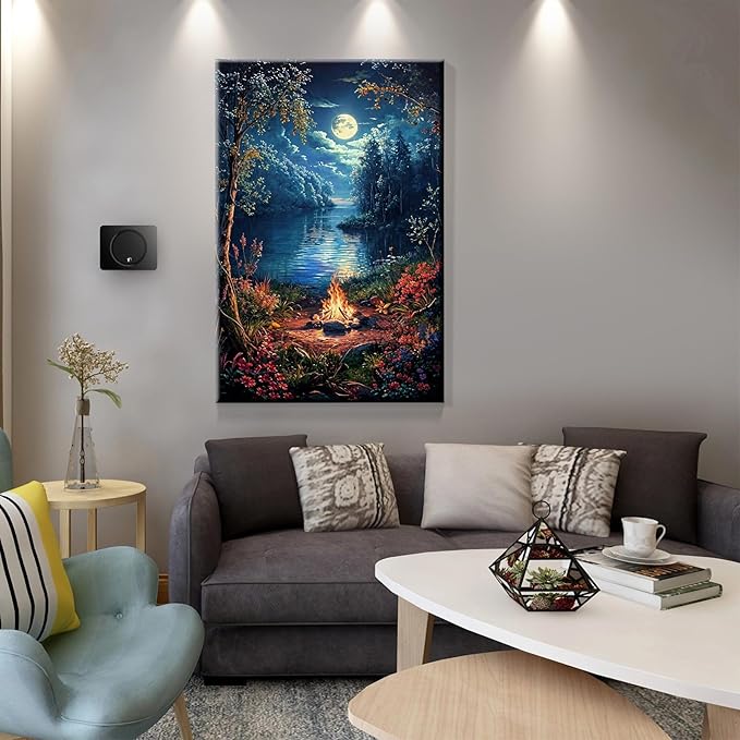 JOOZ Landscape Paint by Numbers Kit for Adults Beginner with Easel Moon Paint by Number on Canvas with Frame DIY Acrylic Painting for Ideal Gift Home Wall Decor 7.87x11.81 Inch