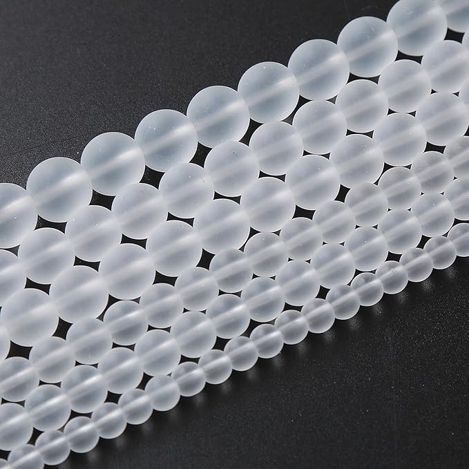 32pcs 12mm Frost White Crystal Glass Beads for Jewelry Making Round Loose Beads DIY Bracelets Necklaces Crystal Energy Healing Stone Beads 15" (12mm, Frost White Glass)
