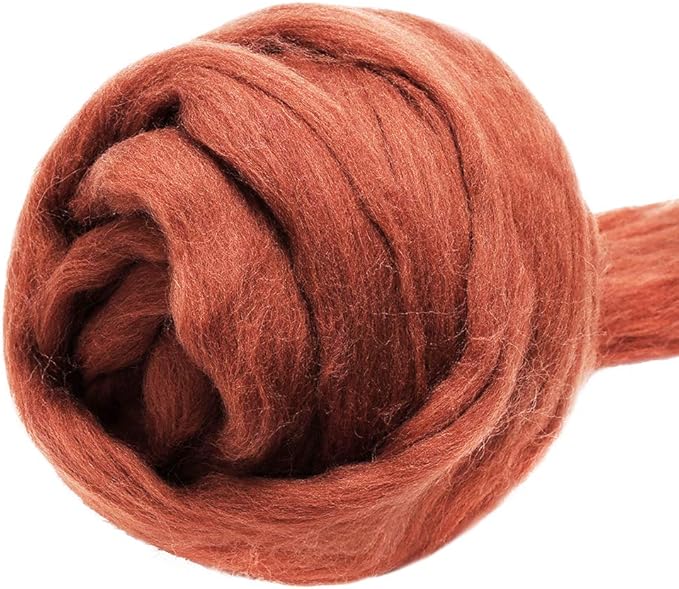 3.53oz Wool Roving, Wool Felting Supplies, Pure Wool, Chunky Yarn, Spinning Wool Roving for Needle Felting Wet Felting DIY Hand Spinning (Coffee)