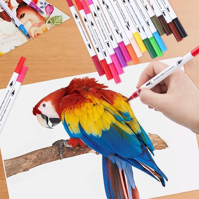 100 Colors Art Markers for Adults,Dual Tip Pens for Adult Illustration, Journaling, Calligraphy - Artist Drawing Supplies,Brush and Fine Pens for Lettering, Manga, Design Sketching