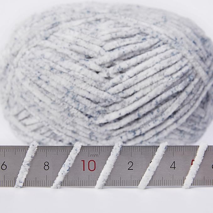 NICEEC 3 Skeins Soft Chenille Yarn Blanket Yarn for Knitting Fancy Yarn for Crochet Weaving DIY Craft Total Length 3×85m (3×93yds, 3×50g)_Overcast Blue