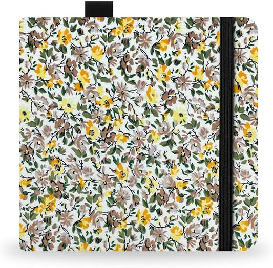 Square 5.1X5.1" 300gsm Watercolor Journal Hardbound 40pgs（20 Sheets Front Back 2 Textures）Travel Size for Calligrapher Colored Pencil Watercolor Sketch Handmade Cloth Cover Notebook Yellow Grey Flower