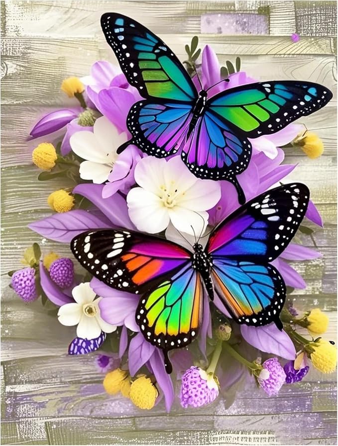 DOTZSO Butterfly Diamond Painting Kits for Adults, Easy DIY 5D Round Full Drill Diamond Art kit Diamond Dot Crystal Gem Art and Craft for Beginners Home Wall Decor 12x16 Inches