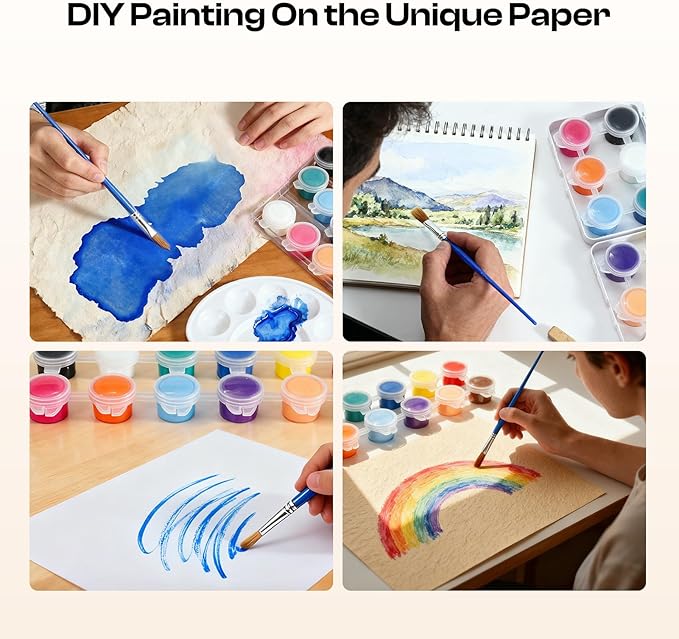 Caydo Paper Making Kit, 2 Size A5 A6 Papermaking Mould and Deckle with Pulp Sheets, Mesh, Sponge, Paints & Confetti, Paper Making Screen Kits for Adult, DIY Paper Making Supplies for Craft Lovers