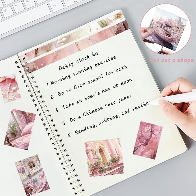 6x6" 160gsm cardstock Single Sided Scrapbooking 24 Papers Pad vintage decoupage scrapbook kit patterned paper junk journal supplies journaling supply scrap paper crafting.Baroque Pink