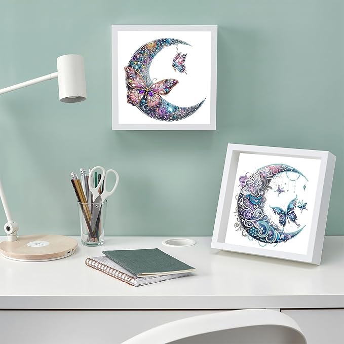 CZYWJMEI 4pack 5D Diamond Painting Kits for Adults Beginners,DIY Moon Special Shape Diamond Art Kits,Full Round Drill Diamond Dot Gem Art Kits,Home Wall Decor 12x12Inch