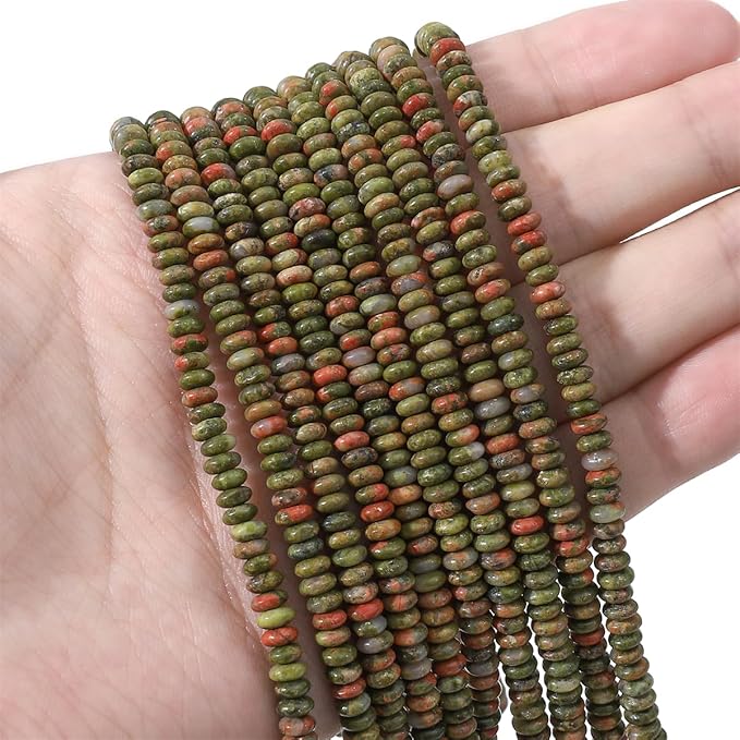 beadia natural unakite disk stone beads 4x2mm 160pcs rondelle loose semi gemstone beads for jewelry making design