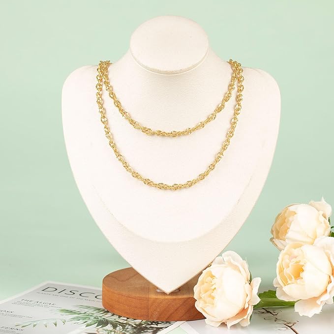 UMAOKANG 16.4 Feet Stainless Steel Jewelry Making Supplies Gold Plated Lip Chain Jewelry Making Chains Bulk