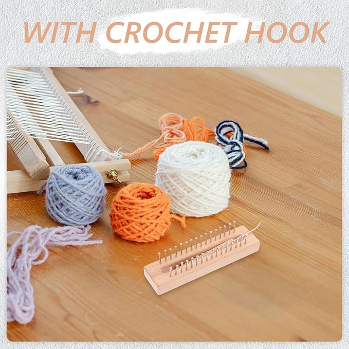 1 Set Knitting Looms Wooden Scarf Loom Woolen Weaving Kit Scarf Hats Making Tools Crochet Hook for DIY