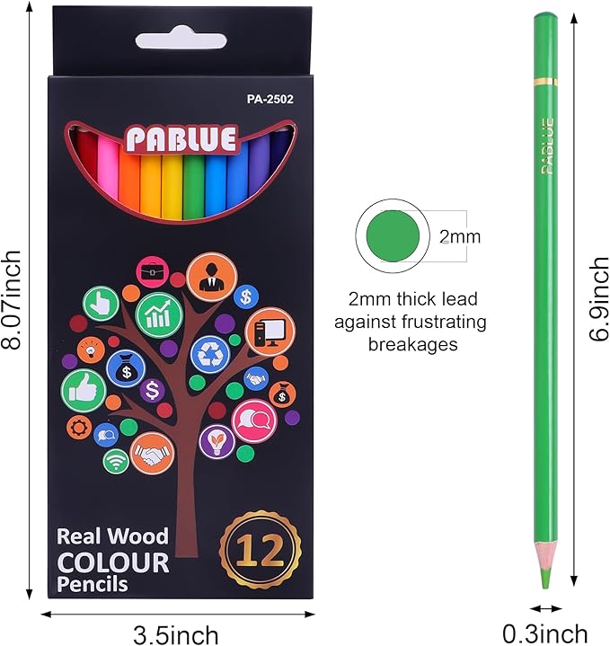 Colored Pencils, Premium Soft Core, 12 Professional Colored Pencil for Adults,school and Coloring Book, Artist Drawing Pencils with a Water Color Brush Gift for Blending, Sketching, Shading