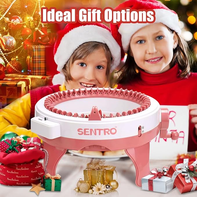SENTRO Knitting Machine, 48 Needles Knitting Machine, Smart Knitting Loom Machine with Row Counter for Adults Beginners, Circular Double Knit Loom Crochet Knitting Machine Kit for Hat Socks