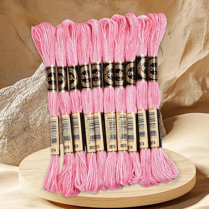 10 Skeins 87.5 Yards 6 Ply Variegated Hot Pink Embroidery Thread Segment Dyed Cross Stitch Floss Gradient Friendship Bracelet String Yarn Bulk for Sewing Making Jewelry Needlecraft Knitting