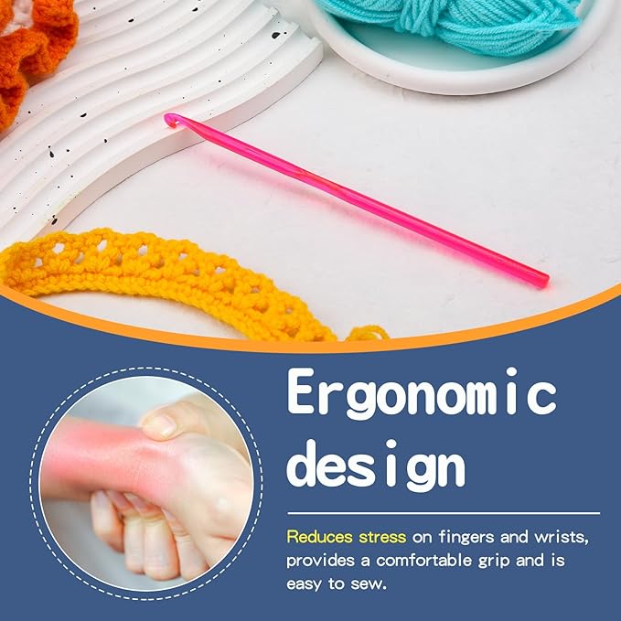 Crochet Hook, 5 mm Ergonomic Handle for Arthritic Hands, Colorful Transparent Crochet Hook for Beginners and Crocheting Yarn (5 mm)