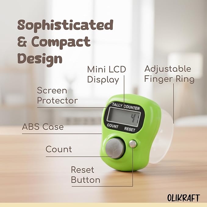 Olikraft 7-Pack Finger Clicker Counter Handheld - Digital Hand Tally Counter Clicker, Crochet Stitch Counters for Crocheting and Knitting