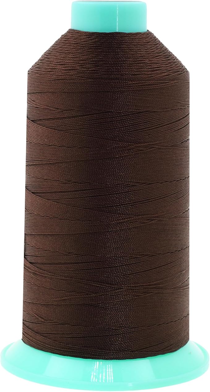 Mandala Crafts Size 138 420D T135 Bonded Nylon Thread - Dark Brown 1250 YDs Tex 135 Heavy Duty Sewing Threads for Leather, Jeans, Weaving, Outdoor Marine Upholstery
