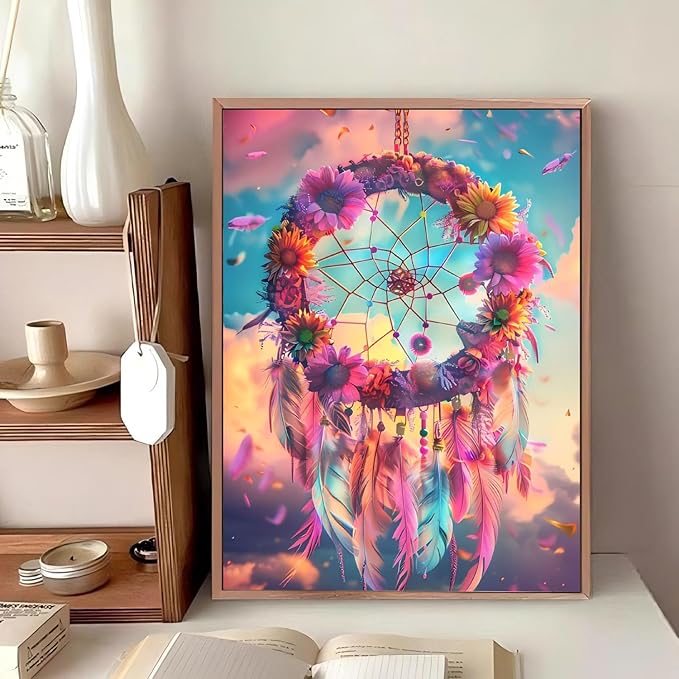 Reivworl Diamond Art Kits for Adults, Dream Catcher Diamond Painting Kits, Dream Catcher Gem Art Kit for Gifts and Home Interior Decor 12x16 Inch