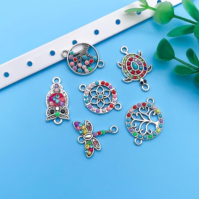 Youdiyla 36pcs Alloy enamel double hanging ethnic style set series Pendant Jewelry Making DIY Keychain Earrings Pendant Various Design Charms for Jewelry Making Bracelets Necklace (SN385)