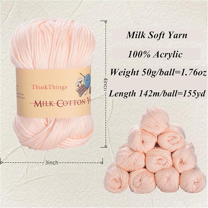 Bulk Yarn for Crocheting, Knitting Crochet & Weaving - 10 Balls, 17.6 Ounces, Rainbow Yarn for Beginners, 10 Colors Threads Large