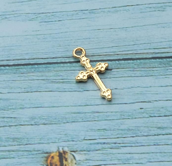 50 Pcs Vintage Crucifix Pendants Beading Charms with Hole Metal Religious Antique Silver Gold Bulk Cross for Jewelry Making Kit DIY Bracelet Necklace Earring Keychain Accessories Supplies